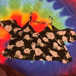 Floral off shoulder shirt